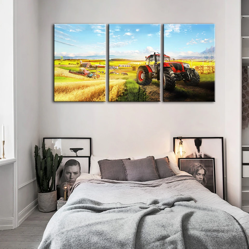 Wall Art Модульная картина плакат комбайн пейзаж печать на холсте повесить