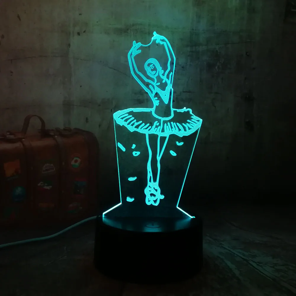 Новинка балетный танцор акриловый 3D RGB ночные светильники USB сенсорный пульт