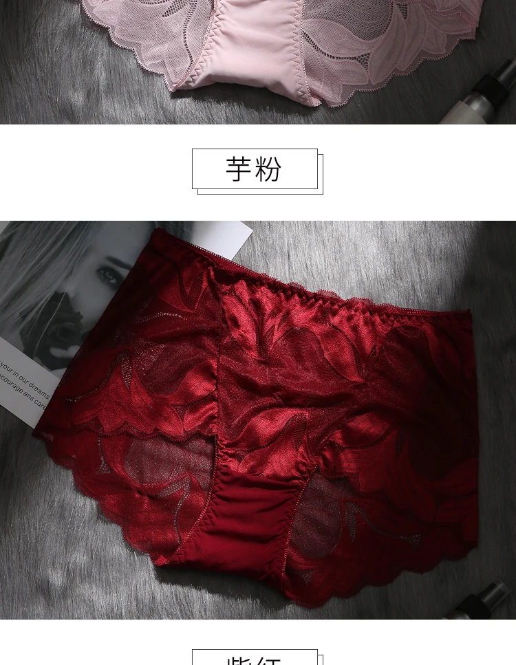 Lingerie Underpants Sexy Womens Panties Briefs Woman Sexy lace plus-size panties hollowed out high-waisted brief