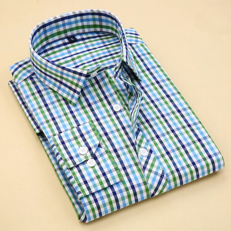 Рубашка мужская с длинным рукавом в клетку размеры до 6XL|mens dress shirts|men's shirt