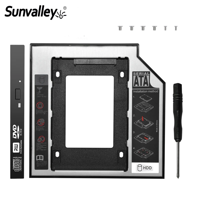 Sunvalley 2nd HDD Caddy 2 5 &quot9 мм SATA 3 0 чехол для SSD ноутбука жесткий диск с панелью|Корпус