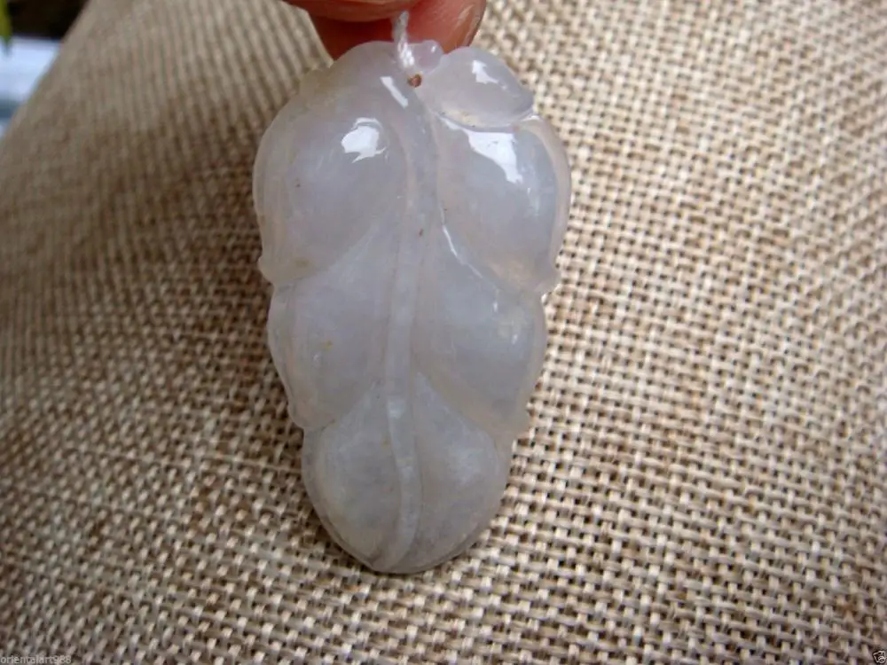 Certified Untreated White Icy Jadeite Jade Leaf ( ) Pendant AAGrade A | Украшения и аксессуары