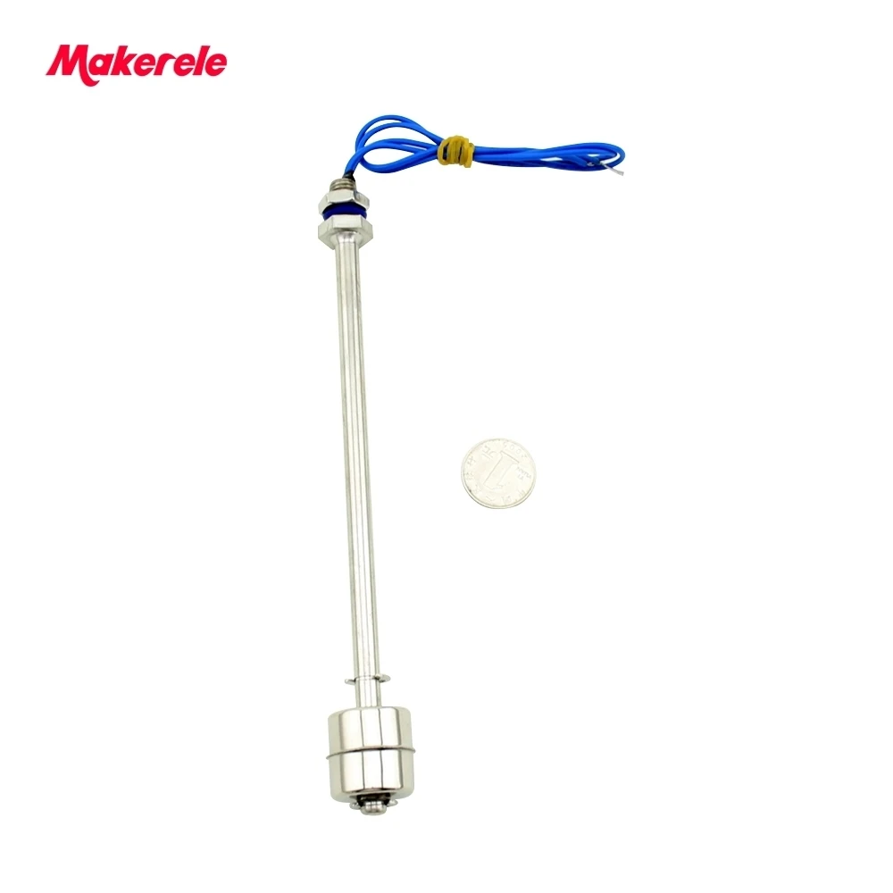 Sensor de Nível de Água Líquido Longo em Interruptor Flutuante de Aço Inoxidável com Comprimento de 304 mm e 200 v de 110v Aço Inoxidável Sensores de fluxo