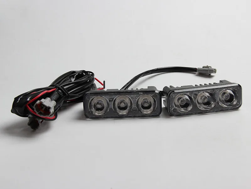 Высокая Мощность 2 шт. 6 LED 9 Вт Универсальный Автомобильный источник света Водонепроницаемый DC12V DRL дневные Бег Авто Лампа Белый янтарный