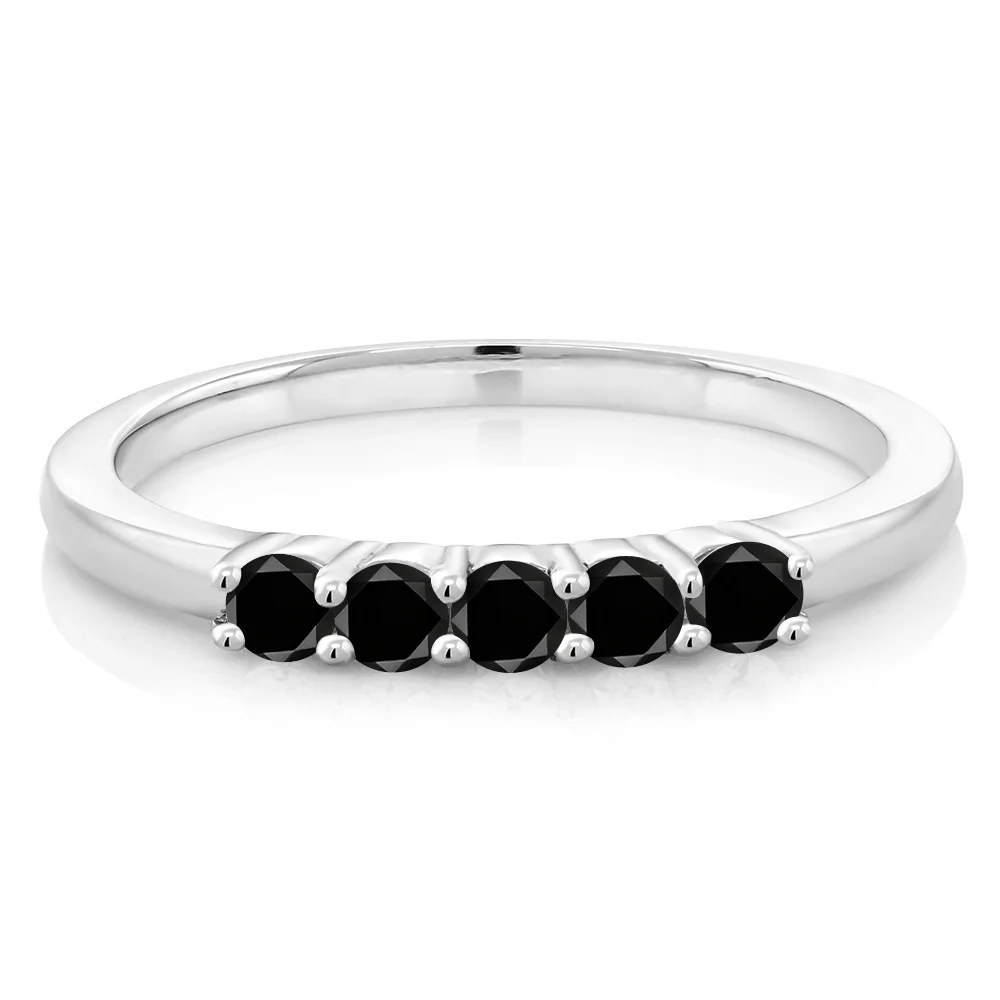 GemStoneKing 0 33 Ct Круглый натуральный черный бриллиант драгоценный камень кольцо 925