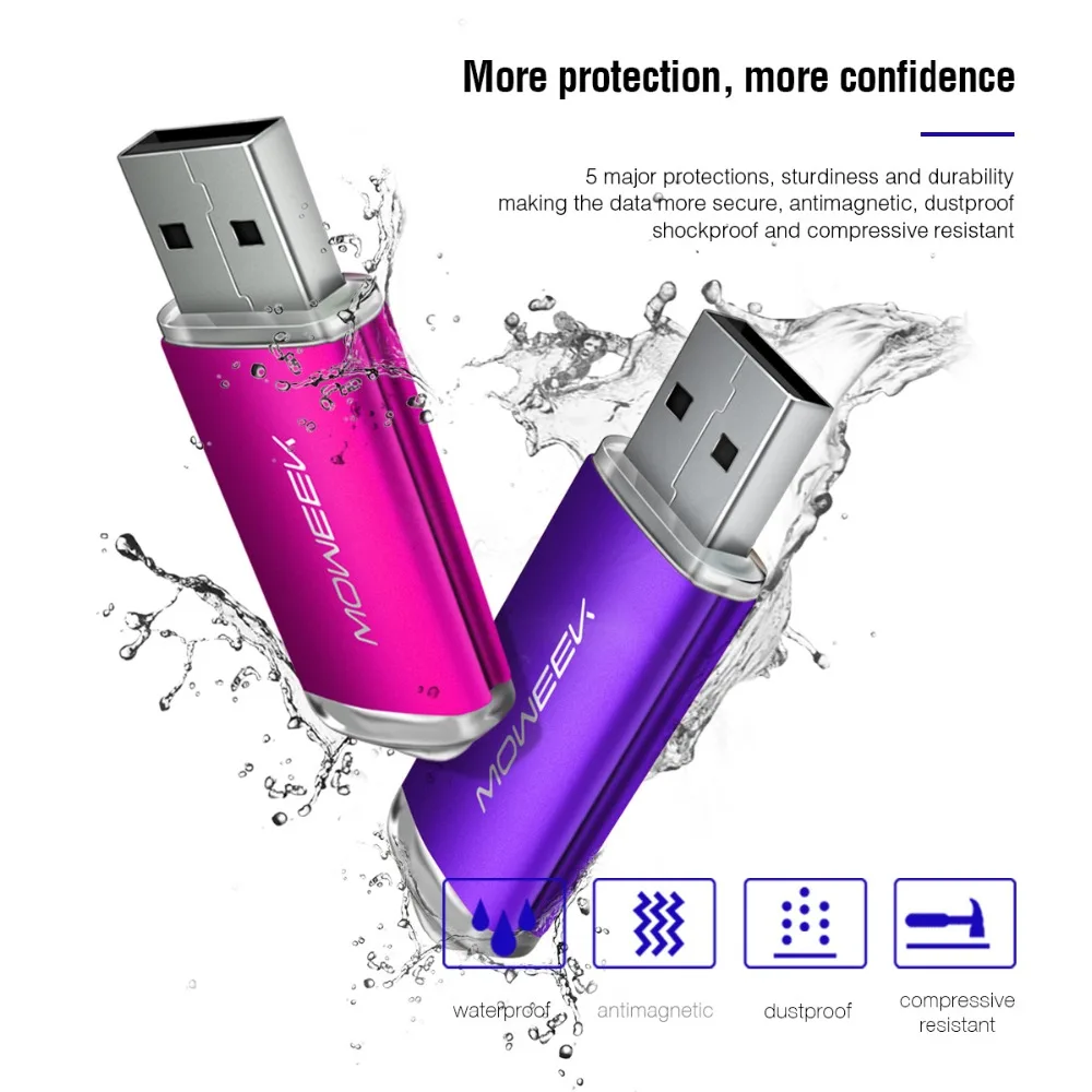 Moweek металлический мини USB флеш-накопитель цветной USB 2,0 карта памяти 4 ГБ 8 ГБ 16 ГБ 32 ГБ Флешка 64 Гб 128 Гб Водонепроницаемый u-диск в подарок
