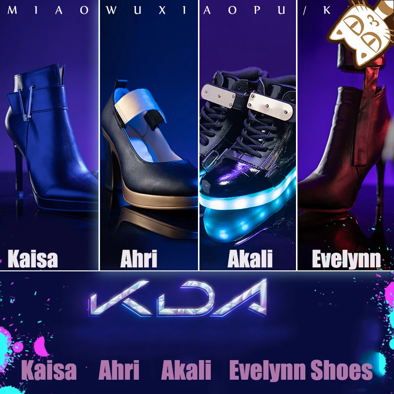 Аниме! Популярная Игра LOL k/da KDA Girls Group Evelynn Ahri Akali Kaisa/ботинки на высоком каблуке для