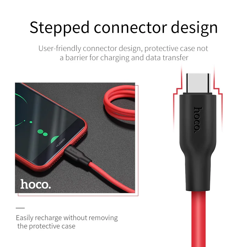 Фото Кабель HOCO USB Type C для Samsung Galaxy S9 S8, кабель USB C для быстрой зарядки и синхронизации данных для Huawei P40 P30 Type-C, экологически чистый силикон №5