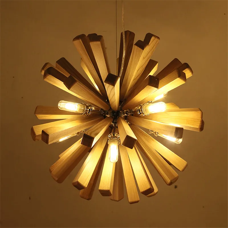 Северная Европа Деревянный светильник винтажный ресторан кафе твердой