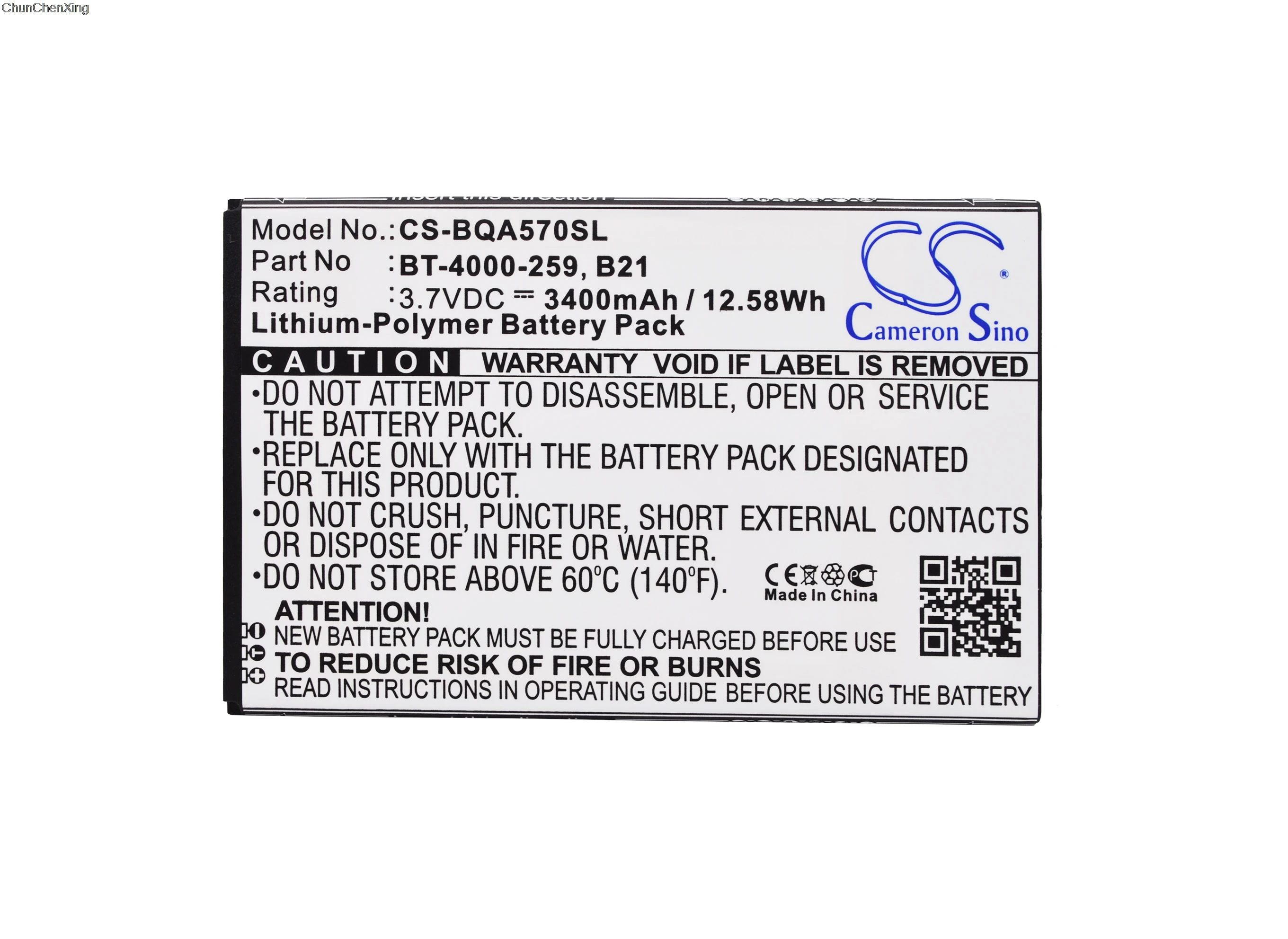 

Cameron Sino 3400mAh Battery B21, BT-4000-259 for BQ Aquaris 5.7