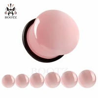 wholesale price single flared pink stone ear plugs tunnels piercing body jewelry earring gauges expanders stretchers 32pcs