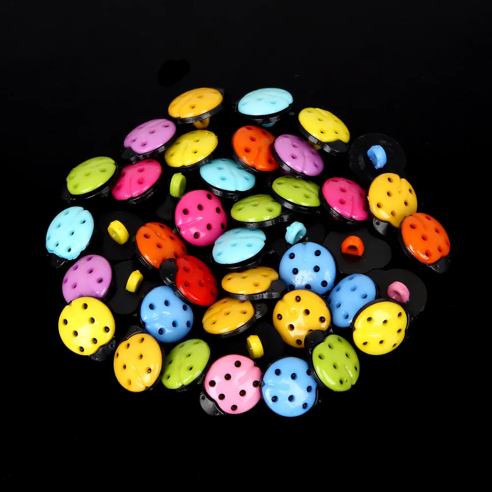 50 шт./Лот 13x15x8 мм пластиковые пуговицы божья коровка|plastic buttons|sewing buttonsbuttons buttons |