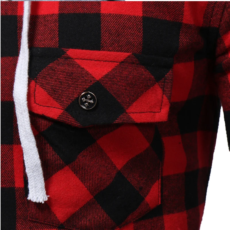 

HOT 2020 Autumn winter classic grid hooded long-sleeve shirt young male hoody shirt jacket