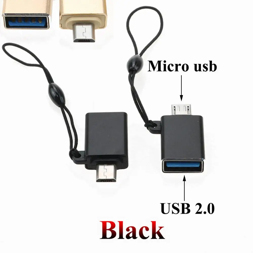 Юйси OTG кабель Micro USB штекер USB 2,0 Женский OTG адаптер конвертер для телефона Android для samsung Galaxy для Xiaomi Tablet Pc - Цвет: Черный