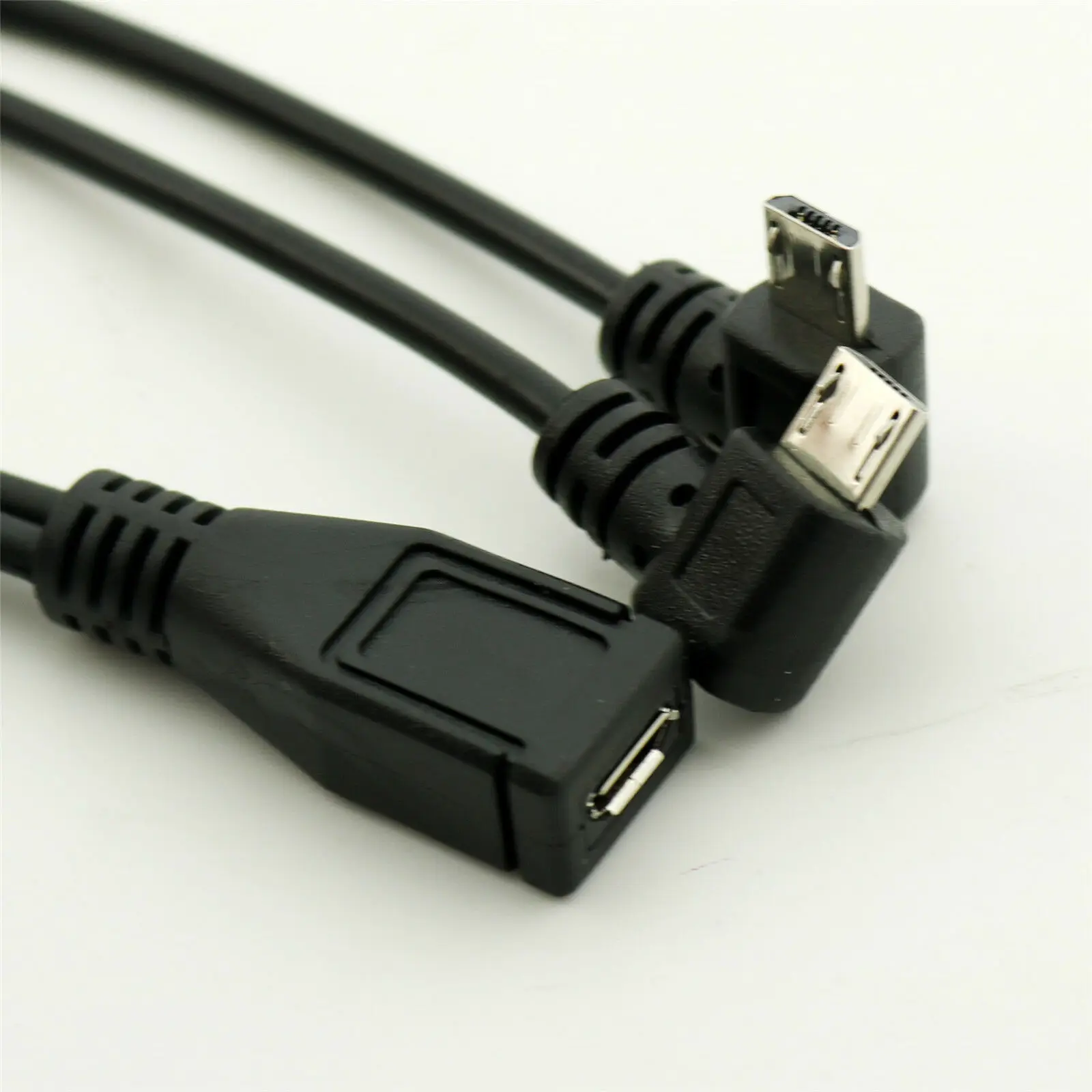 1 шт. Micro USB 2 0 Мама на два телефона ° угол 90 кабель для зарядки и передачи данных