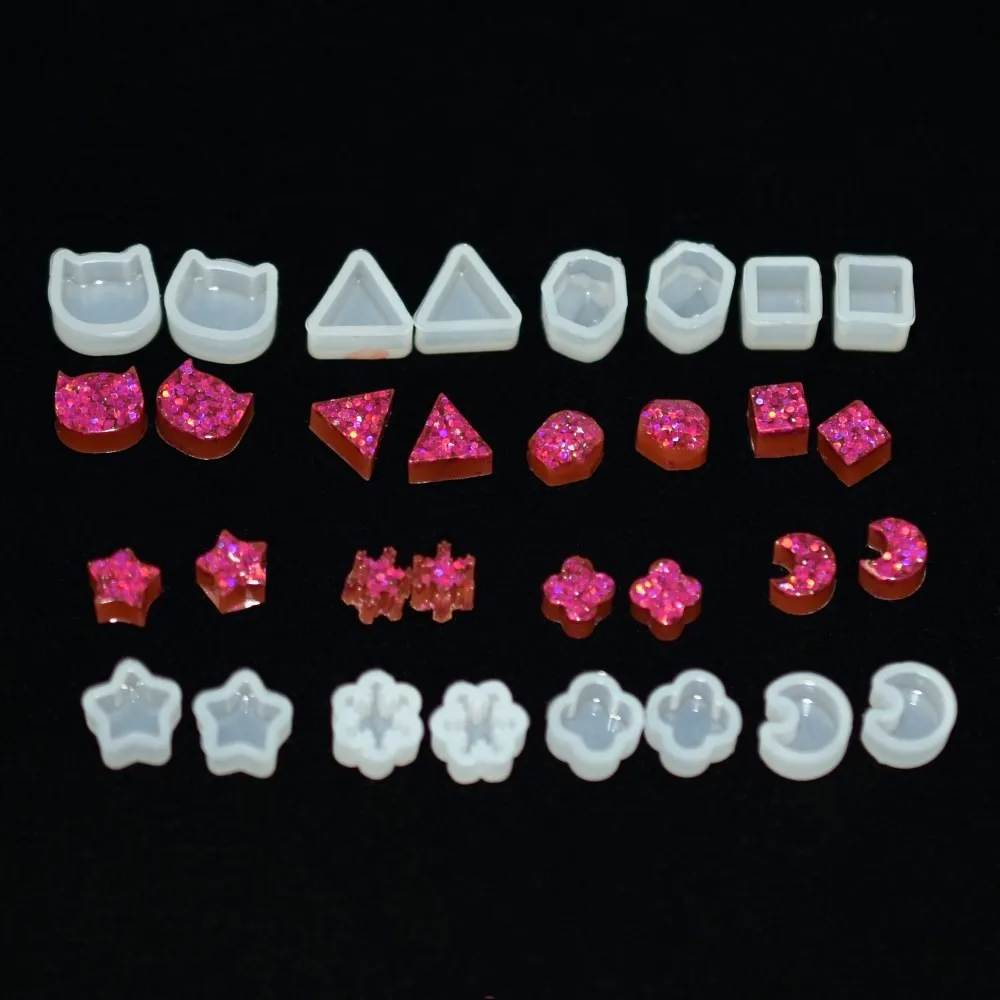 

SNASAN 8pairs earrings beads Silicone Mold star moon clover snow for jewelry Resin Silicone Mould handmade DIY epoxy resin molds