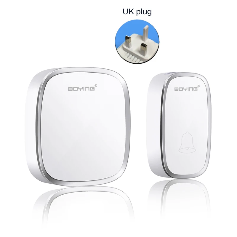 UK plug Белый дверной звонок беспроводной звонок Водонепроницаемый пульт дистанционного управления ЕС Великобритания США штекер беспроводной дверной звонок батарея 1 Кнопка 1 приемник беспроводной дверной звонок - Цвет: UK plug