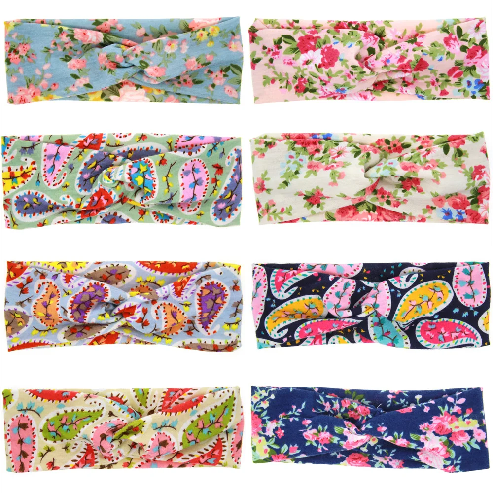 2 шт./компл. комплект повязки на голову с цветочным принтом Мама и я тюрбан в стиле