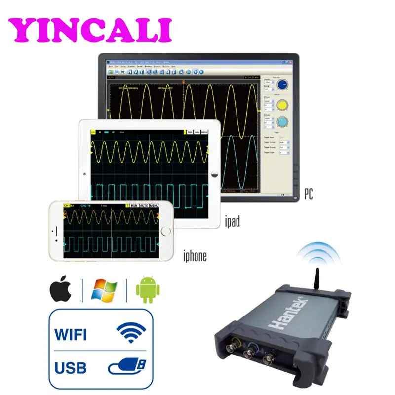Цифровой осциллограф Hantek iDSO1070A 2CH 70 МГц Поддержка iPhone/iPad/Android/Windows WIFI