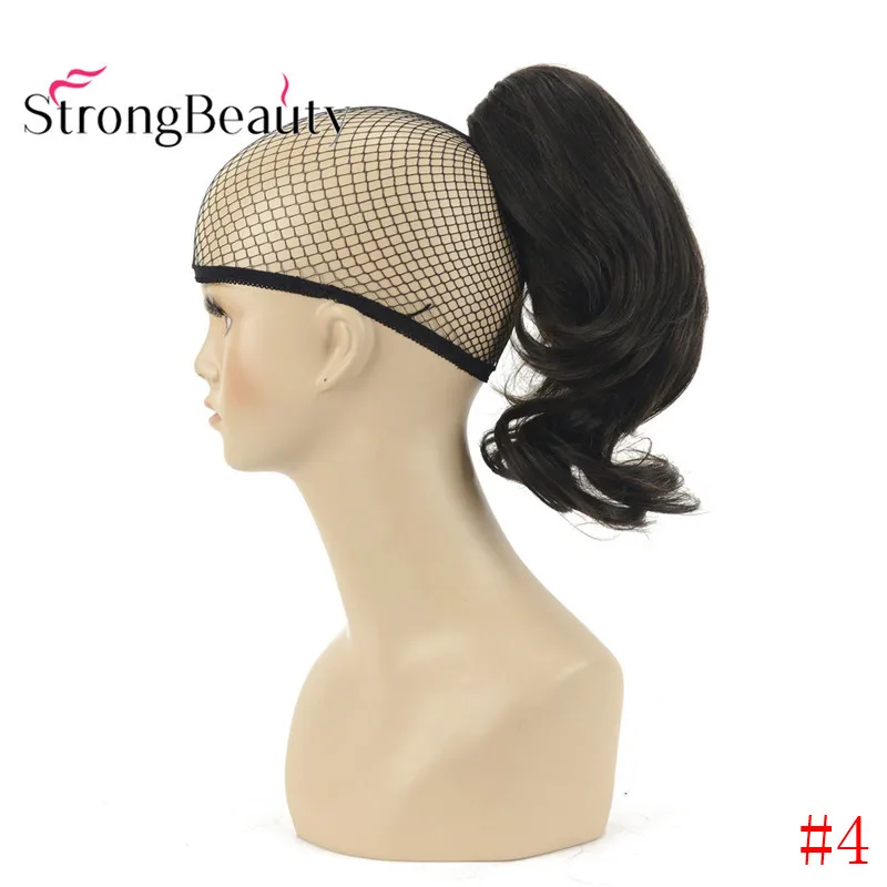 StrongBeauty 12 дюймов 10% синтетические 90% человеческие волосы короткая кудрявая заколка для хвоста в наращивание волос с зажимом для когтей