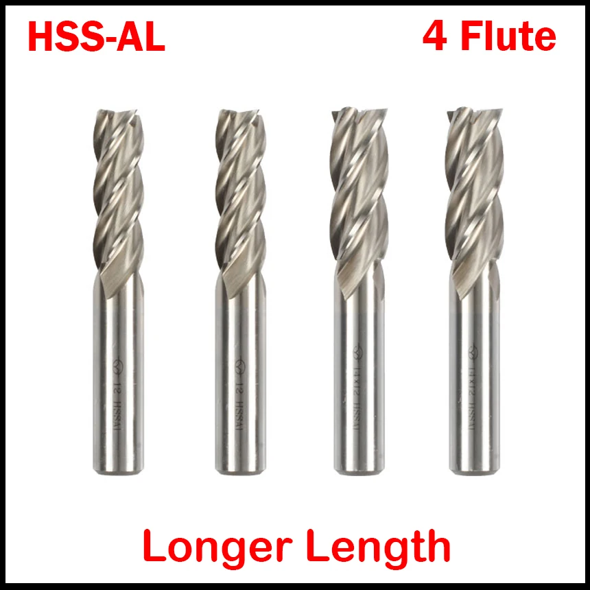 

18mm 20mm 22mm 25mm Cutting Edge Diameter HSSAL Longer Length 4 Flute Straight Shank Fully Ground Center End Mill Milling Cutter