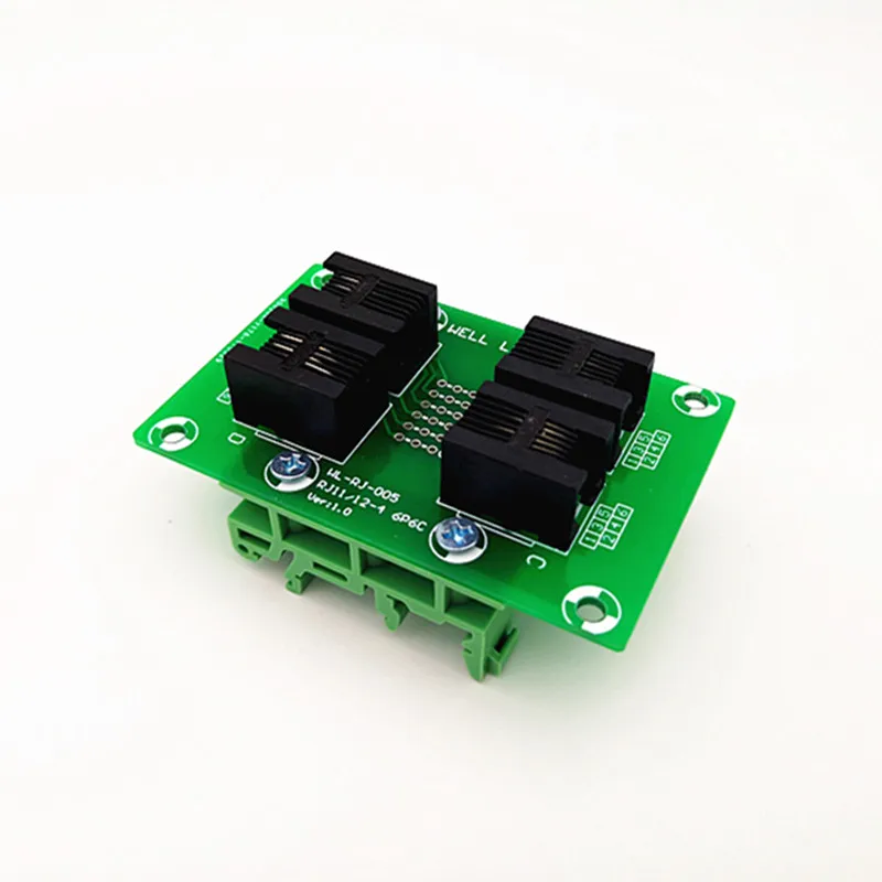RJ11/RJ12 6P6C правый угол Jack 4 полосная шина Breakout Board клеммный блок разъем.|Клеммные