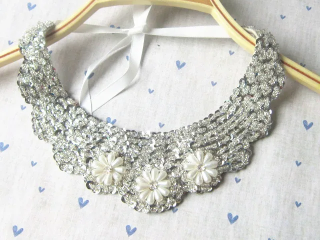 2015 Новый Модный нагрудник ожерелье серебряное с тремя цветами кулон колье