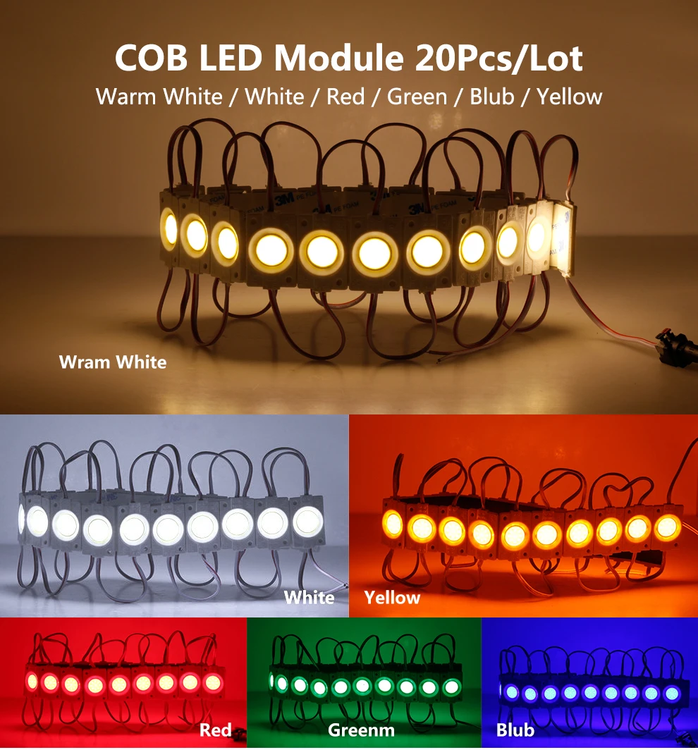 Светодиодный модуль COB 2,4 Вт DC12V водонепроницаемый для наружной рекламы светящиеся знаки лайтбокс DIY светодиодный модуль полосы 20 шт./лот