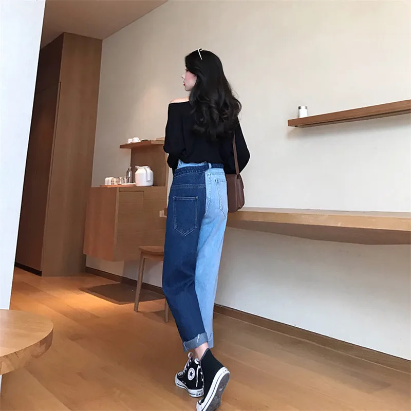 Женские джинсовые брюки Stright повседневные Комбинированные из двух предметов