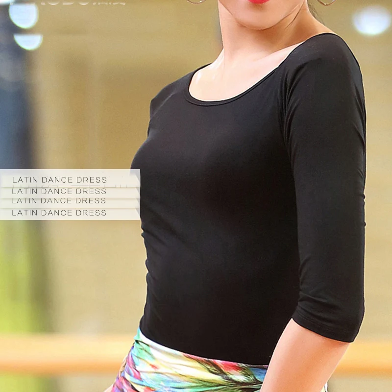 

Popular Latin Dance Tops For Ladies Black Color Elegant Shirts High Quality Feminine Women Ballroom Flamenco Clothes W8203