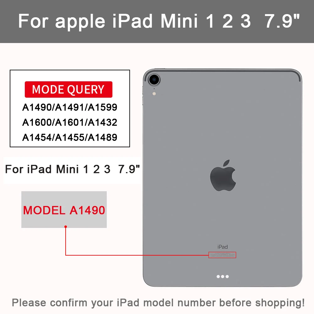 360 Вращающийся чехол для планшета для Ipad Mini 1 2 3 откидной Чехол из искусственной кожи с Умной подставкой A1432 A1454 защитный 7,9 ''чехол для автоматического пробуждения/сна