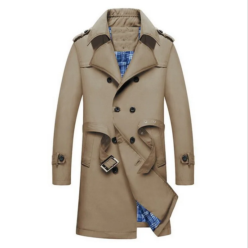British Trench Men Slim Double Breasted Mens Long Trench Coat Trenchcoat Jacket Male Coat TBusiness Casual rench
