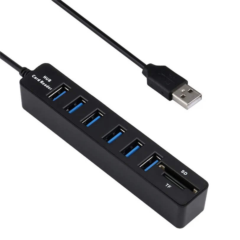 USB концентратор 2 в 1 комбо супер скорость 0 6 портов разветвитель + кардридер Jul20