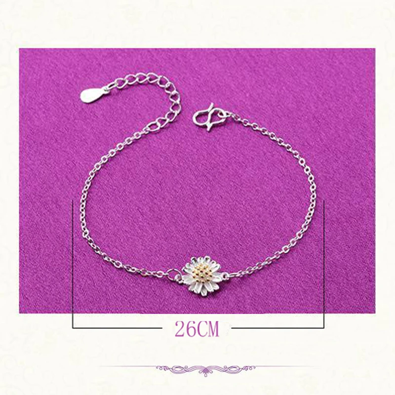 Qevila/0 99 $/шт. оптовая продажа серебро 925 пробы элегантная Милая ромашка браслет на