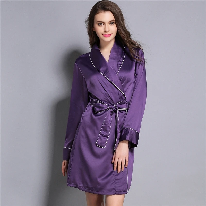 Новый узор весна-осень шелковый халат мэм сексуальная пижама летний с длинным