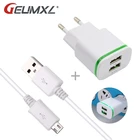 GEUMXL светодиодные фонари двойной usb-зарядное устройство по стандартам ЕС Подключите мобильный телефон USB зарядное устройство для Samsung J5 J3 J7 J1 A5 A3 2016 HTC Xiaomi Huawei LG