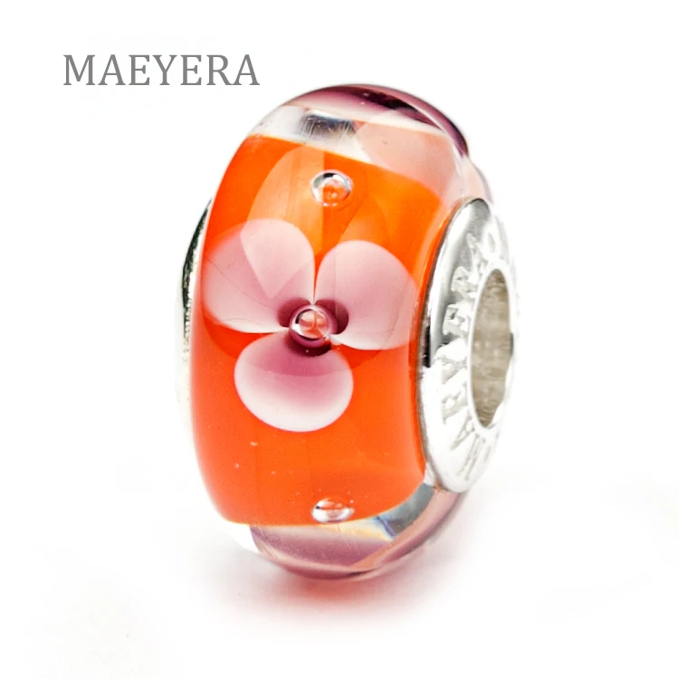 Оригинальный браслет MAEYERA из стерлингового серебра 925 пробы с оранжевыми и белыми