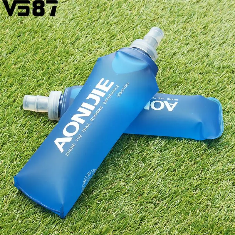 Складная голубая бутылка для воды путешествий спорта бега велоспорта чайник