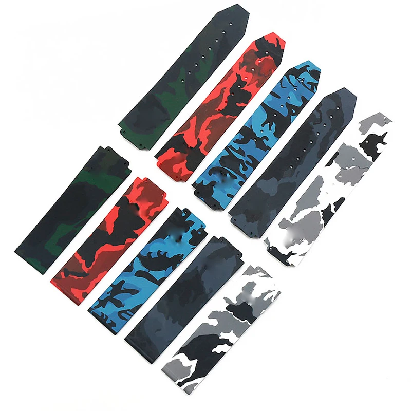 

Watch accessories silicone strap For HUBLOT camouflage men's sports waterproof watch with 25*17mm buckle