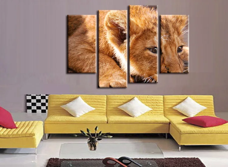 4 шт. холст Книги по искусству Картины с принтами животных серии настенных печати