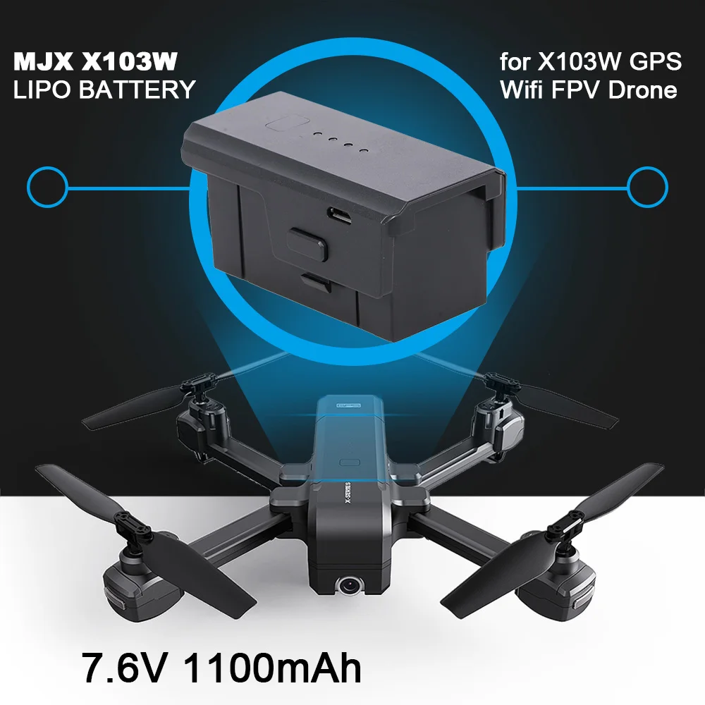 MJX X103W Lipo батарея 7 6 V 1100mAh запасные части Интеллектуальная для 5G Wifi FPV gps Дрон |