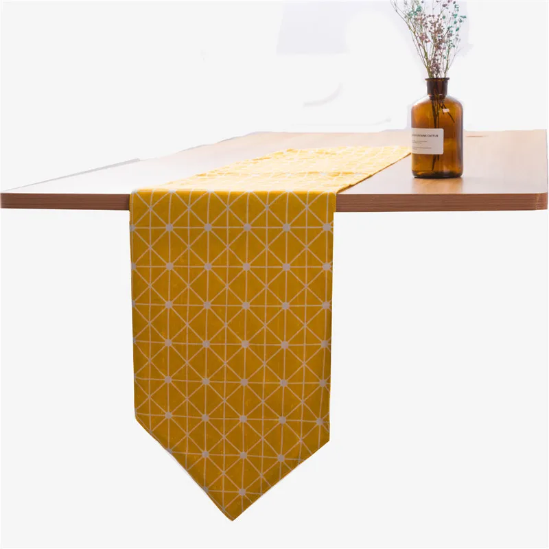 Желтый геометрический настольный бегун Decoracion Mesa Hogar из хлопка и льна Chemin De