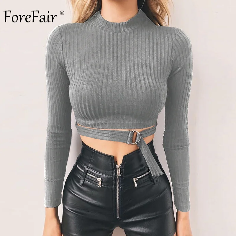 Сексуальная черная женская рубашка Forefair с длинным рукавом на осень и зиму