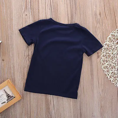 Новая летняя темно синяя Детская футболка с короткими рукавами для маленьких