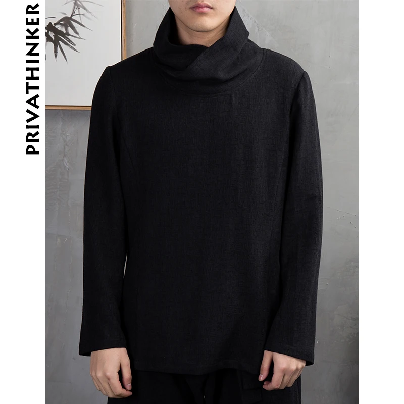 Sinicism Store мужские футболки с высоким воротником 2019 мужская хлопковая льняная