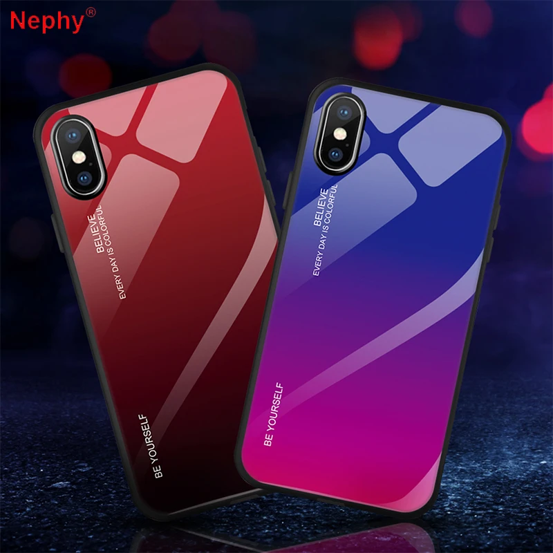 Роскошный чехол из закаленного стекла для iPhone 7 8 6S 6 Plus XS MAX XR X Capinha Aurora