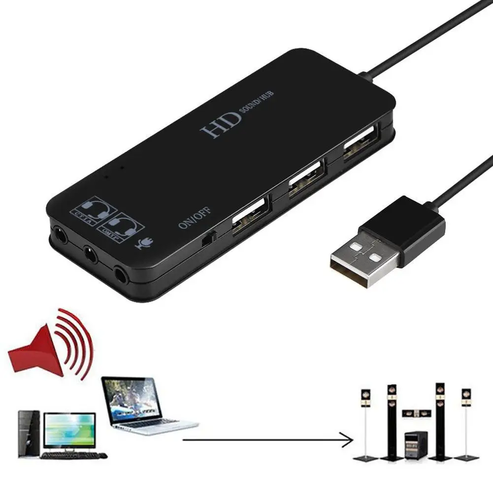 Новое поступление 7 1 канальный USB 2 0 концентратор внешняя звуковая карта аудио