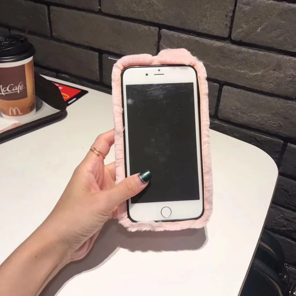 Чехол плюшевый кролик для zte Blade A6 Lite чехол мягкий мех уши кролика A330 A210 пушистый a6