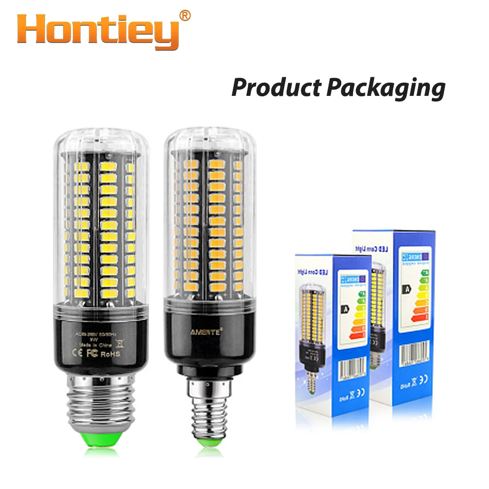Hontiey E27 светодиодная лампа E14 SMD5736 Светодиодная AC 110 В 220 кукурузная 3 5 Вт 7 9 12 15 20 для