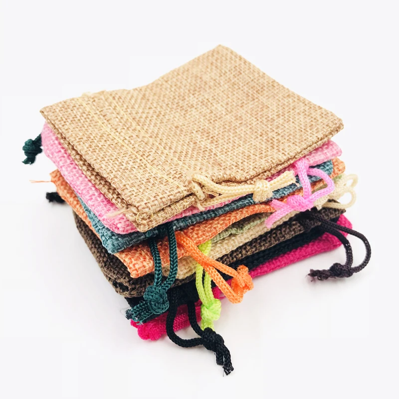 Джутовые мешочки на шнурке 7 Х9 см оптовая продажа подарочные для ювелирных